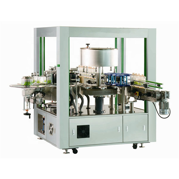 Rotācijas etiķetes mašīnas priekšpuse un aizmugure